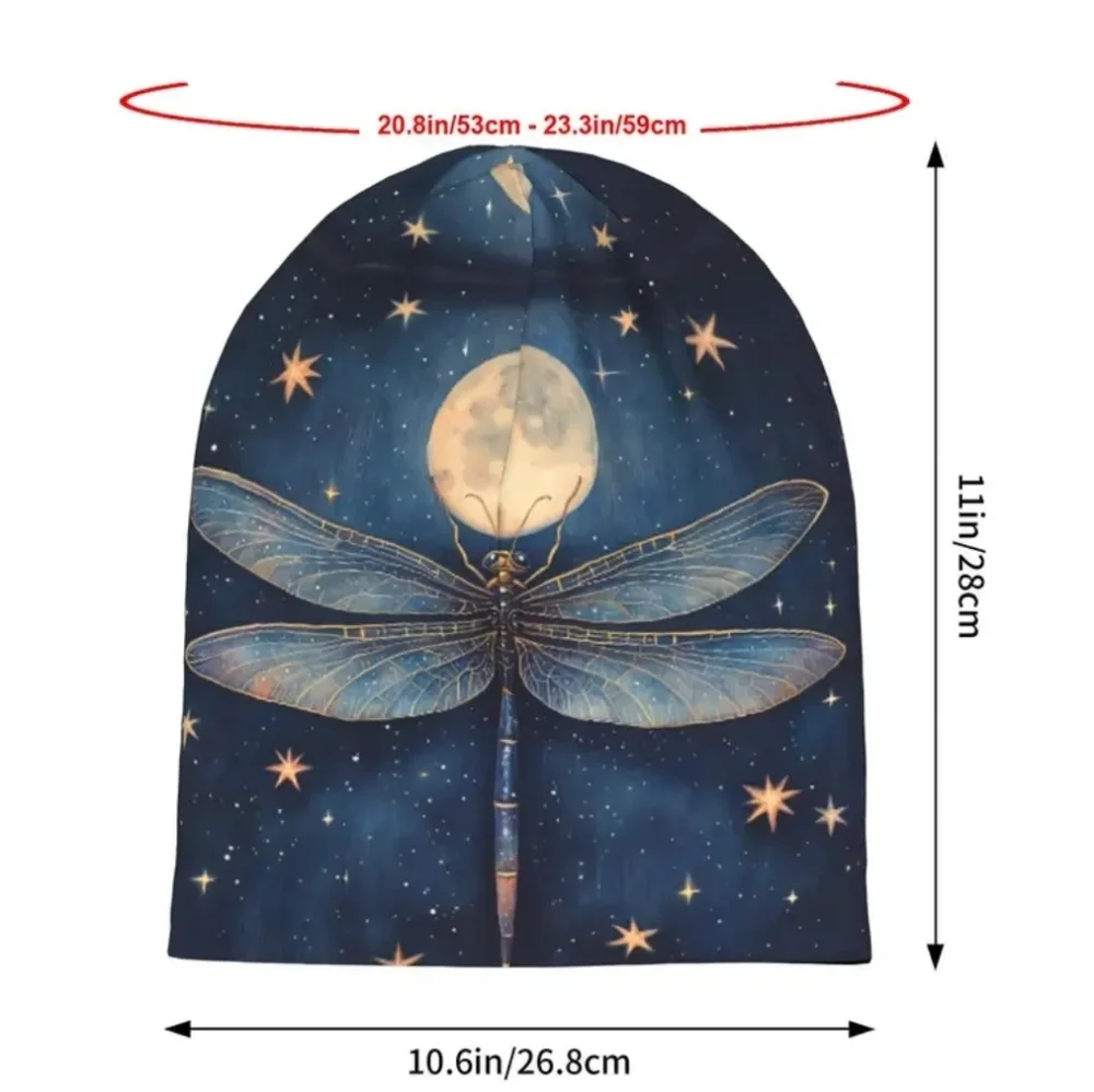 Dragonfly & Moon Slouch Beanie